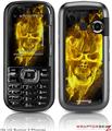 LG Rumor 2 Skin Flaming Fire Skull Yellow