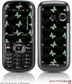LG Rumor 2 Skin - Pastel Butterflies Green on Black