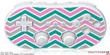 Wii Classic Controller Skin Zig Zag Teal Pink and Gray