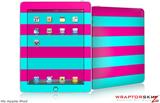 iPad Skin - Kearas Psycho Stripes Neon Teal and Hot Pink