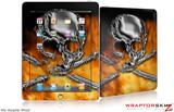 iPad Skin - Chrome Skull on Fire