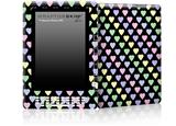 Pastel Hearts on Black - Decal Style Skin for Amazon Kindle DX