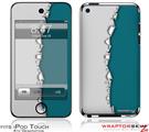 iPod Touch 4G Skin Ripped Colors Gray Seafoam Green