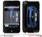 iPod Touch 4G Skin - 2010 Chevy Camaro Aqua - White Stripes on Black