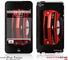 iPod Touch 4G Skin - 2010 Chevy Camaro Victory Red - White Stripes on Black