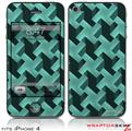 iPhone 4 Skin Retro Houndstooth Seafoam Green