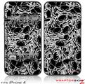 iPhone 4 Skin Scattered Skulls Black