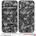 iPhone 4 Skin Scattered Skulls Gray