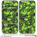 iPhone 4 Skin Scattered Skulls Neon Green