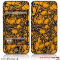 iPhone 4 Skin Scattered Skulls Orange