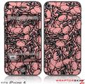 iPhone 4 Skin Scattered Skulls Pink