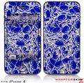 iPhone 4 Skin Scattered Skulls Royal Blue