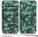 iPhone 4 Skin Scattered Skulls Seafoam Green