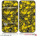 iPhone 4 Skin Scattered Skulls Yellow