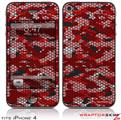 iPhone 4 Skin HEX Mesh Camo 01 Red Bright