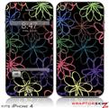 iPhone 4 Skin - Kearas Flowers on Black (DOES NOT fit newer iPhone 4S)