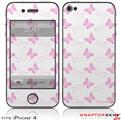 iPhone 4 Skin - Pastel Butterflies Pink on White (DOES NOT fit newer iPhone 4S)