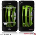 iPhone 4 Skin - 2010 Chevy Camaro Green - White Stripes on Black (DOES NOT fit newer iPhone 4S)