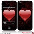 iPhone 4 Skin - Glass Heart Grunge Red (DOES NOT fit newer iPhone 4S)