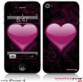 iPhone 4 Skin - Glass Heart Grunge Hot Pink (DOES NOT fit newer iPhone 4S)