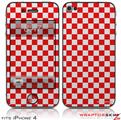 iPhone 4 Skin - Checkered Canvas Red and White (DOES NOT fit newer iPhone 4S)