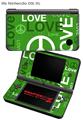 Nintendo DSi XL Skin Love and Peace Green