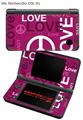 Nintendo DSi XL Skin Love and Peace Hot Pink