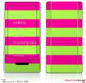 Zune HD Skin Kearas Psycho Stripes Neon Green and Hot Pink