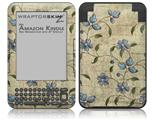 Flowers and Berries Blue - Decal Style Skin fits Amazon Kindle 3 Keyboard (with 6 inch display)