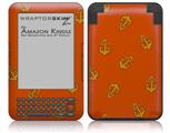 Anchors Away Burnt Orange - Decal Style Skin fits Amazon Kindle 3 Keyboard (with 6 inch display)