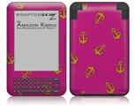 Anchors Away Fuschia Hot Pink - Decal Style Skin fits Amazon Kindle 3 Keyboard (with 6 inch display)