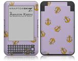 Anchors Away Lavender - Decal Style Skin fits Amazon Kindle 3 Keyboard (with 6 inch display)