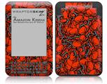 Scattered Skulls Red - Decal Style Skin fits Amazon Kindle 3 Keyboard (with 6 inch display)