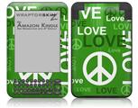 Love and Peace Green - Decal Style Skin fits Amazon Kindle 3 Keyboard (with 6 inch display)