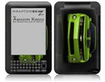 2010 Chevy Camaro Green - Black Stripes on Black - Decal Style Skin fits Amazon Kindle 3 Keyboard (with 6 inch display)