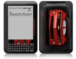 2010 Chevy Camaro Victory Red - White Stripes on Black - Decal Style Skin fits Amazon Kindle 3 Keyboard (with 6 inch display)