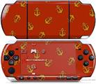 Sony PSP 3000 Decal Style Skin - Anchors Away Red Dark