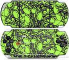 Sony PSP 3000 Decal Style Skin - Scattered Skulls Neon Green
