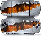 Sony PSP 3000 Decal Style Skin - Ripped Metal Fire