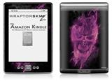 Flaming Fire Skull Hot Pink Fuchsia - Decal Style Skin (fits 4th Gen Kindle with 6inch display and no keyboard)