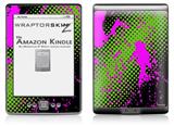 Halftone Splatter Hot Pink Green - Decal Style Skin (fits 4th Gen Kindle with 6inch display and no keyboard)