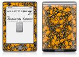 Scattered Skulls Orange - Decal Style Skin (fits 4th Gen Kindle with 6inch display and no keyboard)