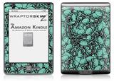 Scattered Skulls Seafoam Green - Decal Style Skin (fits 4th Gen Kindle with 6inch display and no keyboard)
