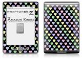 Pastel Hearts on Black - Decal Style Skin (fits 4th Gen Kindle with 6inch display and no keyboard)