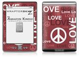 Love and Peace Pink - Decal Style Skin (fits 4th Gen Kindle with 6inch display and no keyboard)
