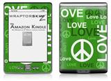 Love and Peace Green - Decal Style Skin (fits 4th Gen Kindle with 6inch display and no keyboard)