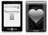 Glass Heart Grunge Gray - Decal Style Skin (fits 4th Gen Kindle with 6inch display and no keyboard)