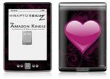 Glass Heart Grunge Hot Pink - Decal Style Skin (fits 4th Gen Kindle with 6inch display and no keyboard)