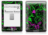 Twisted Garden Green and Hot Pink - Decal Style Skin (fits 4th Gen Kindle with 6inch display and no keyboard)