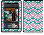 Amazon Kindle Fire (Original) Decal Style Skin - Zig Zag Teal Pink and Gray